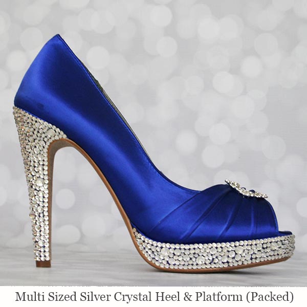 royal blue and silver high heels