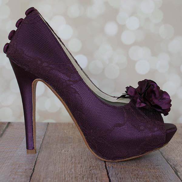 Custom_Wedding_Shoes_Aubergine_Platform_Peep_Toe_Lace_Overlay_Aubergine_Flowers_Buttons_1