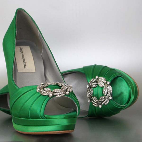 Custom_Wedding_Shoes_Green_Platform_Peep_Toe_Wedding_Shoes_Classic_Rhinestone_Ring