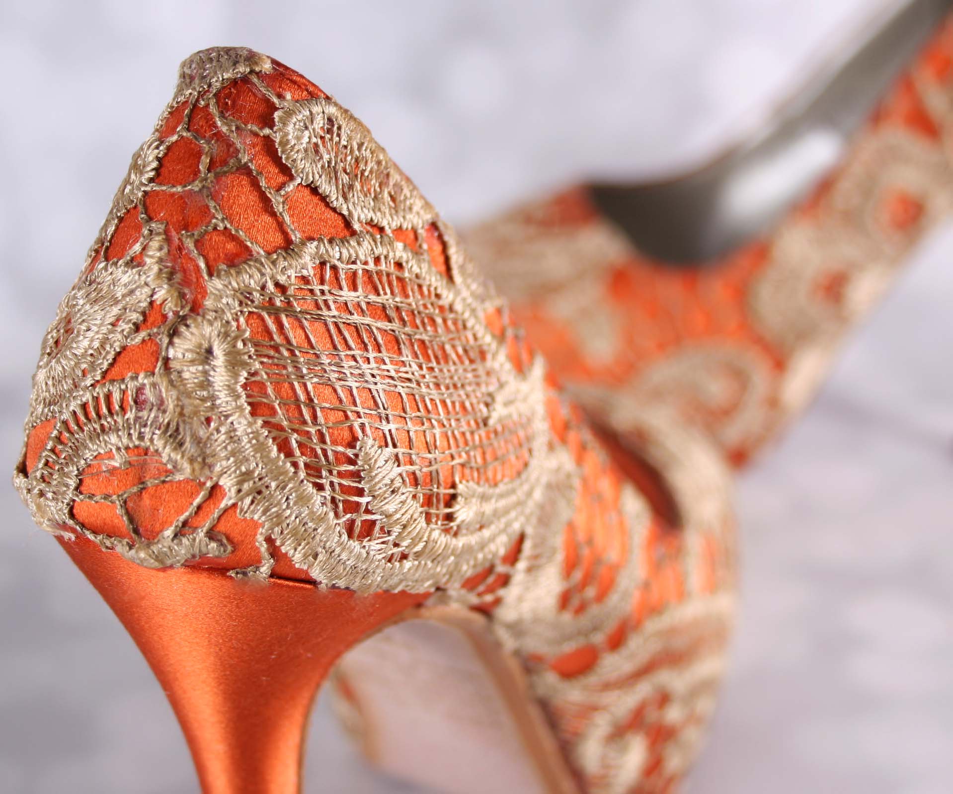 Burnt Orange Wedding Shoes Lace Overlay 