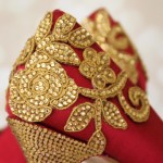 Claret Platform Peeptoe Custom Wedding Shoes with Gold Lace Applique Gold Crystal Covered Heel Ellie Wren Design Your Pedestal 10
