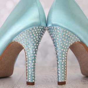 Crystal Heel Wide Spaced Custom Wedding Shoes