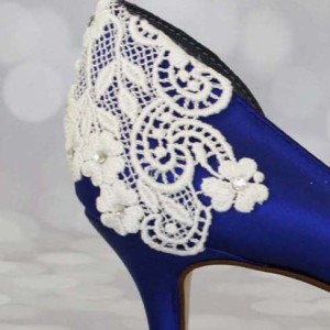 Custom Lace Applique on Heel Custom Wedding Shoes