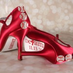 Custom Wedding Shoes Red Peeptoe Mary Jane Baseball Wedding Shoes with Baseball Buttons and Save the Date 4
