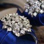 Custom Wedding Shoes Royal Blue Peep Toe Kitten Heel DOrsay Wedding Shoes Classic Rhinestone Cluster 1