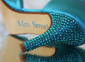 Custom Wedding Shoes Tornado Blue Peep Toe D'Orsay Swarovski Crystal Heel Save the Date Full Res