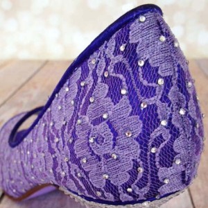 Heavy Crystals Scattered in Lace Custom Wedding Shoes