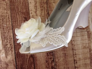 Ivory Wedding Shoes Chiffon Flower with Lace Leaves Design Your Own Wedding Shoes