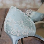 Mint Wedding Shoes Ivory Lace Overlay Pearl and Crystal Flower Design Your Own