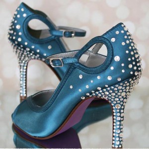 Multi Sized Crystal Covered Heel and Starburst Heel Cup Custom Wedding Shoes