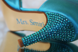 Tornado Blue Peeptoes with Blue Crystal Heel and Save the Date
