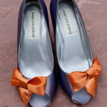 CharcoalPeeptoeWedgeWeddingShoesBurntOrangeBowOffCenteronToe