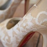 Custom Wedding Shoes Champagne Platform Peep Toe Wedding Shoes Ivory Lace Overlay Red Painted Sole 6