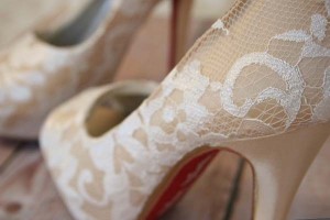 Custom Wedding Shoes Champagne Platform Peep Toe Wedding Shoes Ivory Lace Overlay Red Painted Sole 6