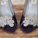 Custom Wedding Shoes Lapis Mary Jane Peep Toes Handmade Lace Applique Buttons 4