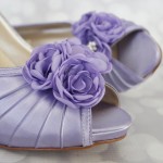 Custom Wedding Shoes Lilac Peep Toe Wedding Shoes with Matching Lilac Flowers 4