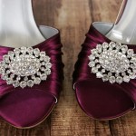 Custom Wedding Shoes Mulberry Wedges with Silver Crystal Cluster on Toe 2