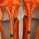 Custom Wedding Shoes Orange Platform Peep Toes Silver Crystal Heel 1