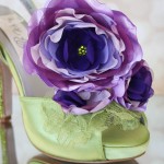 Custom Wedding Shoes Spring Green Platform TStrap Lilac Purple Flowers Crystal Heel Save the Date 4