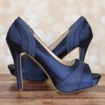 Dyeable Wedding Shoes Navy Blue Platform Peep Toe Emmy 3