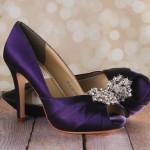 Eggplant Platform Peeptoe Wedding Shoes Classic Rhinestone Cluster by Ellie Wren Custom Wedding Shoes 2