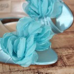 Custom Wedding Shoes Pool Peep Toe DOrsay Wedding Shoes Layered Chiffon Flower 1