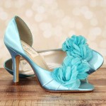 Custom Wedding Shoes Pool Peep Toe DOrsay Wedding Shoes Layered Chiffon Flower 3