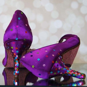 Mulberry Special Order Custom Wedding Shoes Multi Colored Sequins Pink Glittered Sole 2