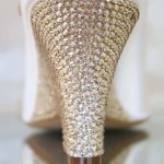 Ivory Wedge Wedding Shoes Blush Crystal Covered Heel Custom Wedding Shoes Design