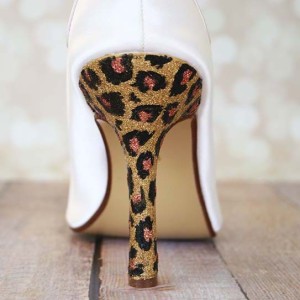 Ivory Wedding Shoes High Heel Peeptoe Leopard Heel Custom Wedding Shoe Design