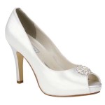 Joyce Platform Peeptoe White Wedding Shoe