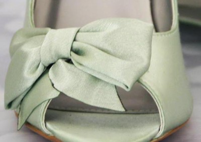 Clover Green Wedge Wedding Shoes Bow on Toe Custom Wedding Shoes Design