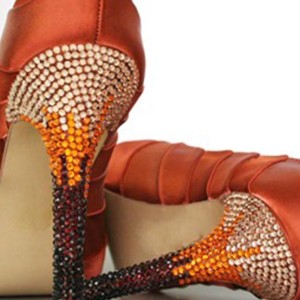 Burnt Orange Wedding Shoes Ruby Orange and Champagne Ombre Crystal Heel Custom Wedding Shoes Design