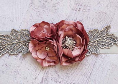 Antique-Pink-Wedding-Dress-Sash-Flowers-Custom-Design1