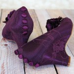 Aubergine Purple Wedding Shoes Wedges Lace Flowers Buttons Custom Design Ellie Wren