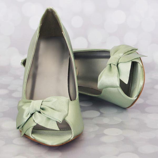 Clover Green Wedding Shoes Wedges Bow Toe Design Your Own Wedding Shoes