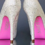 Crystal Silver Wedding Shoes Hot Pink Sole Just Married Shoe Decals Fun Wedding Ideas Custom Design
