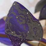 Purple Wedding Shoes Gray Lace Heel Cup Purple Crystal Heel Custom Design
