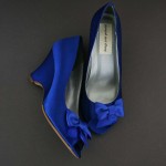 Royal Blue Wedge Wedding Shoes Blue Bow Toe Custom Design