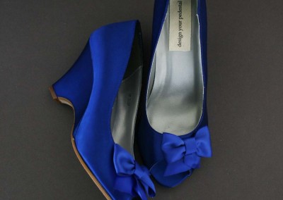 Royal Blue Wedge Wedding Shoes Blue Bow Toe Custom Design