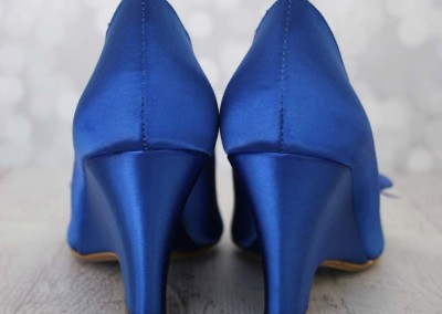 Royal Blue Wedge Wedding Shoes Blue Bow Toe Custom Design