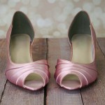 Antique Pink Wedding Shoes D'Orsay Kitten Heel Peeptoe Custom Wedding Shoes