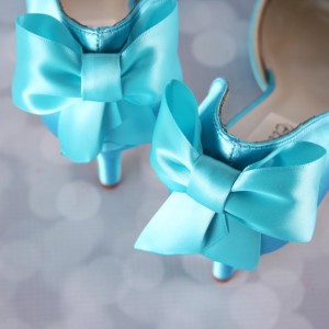 Blue Wedding Shoes Matching Bow Custom Wedding Shoes Ellie Wren