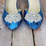 Turquoise Blue Wedding Shoes Silver Crystal Applique Silver Crystal Buttons Custom Design