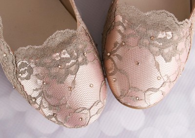 Blush Wedding Shoes Ballet Flash Gold Lace Overlay Crystal Accents