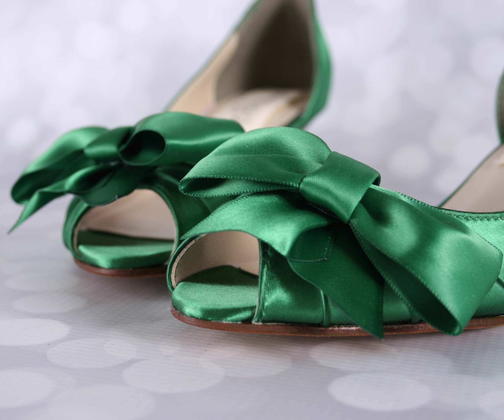 Green Wedding Shoes Matching Green Bow 