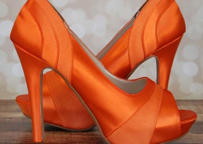 Orange Wedding Shoes Platform Peeptoe Satin Chiffon