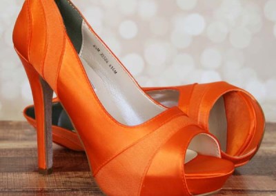 Orange Wedding Shoes Platform Peeptoe Satin Chiffon