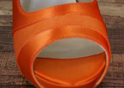 Orange Wedding Shoes Platform Peeptoe Satin Chiffon 3)