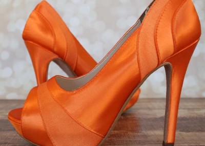 Orange Wedding Shoes Platform Peeptoe Satin Chiffon